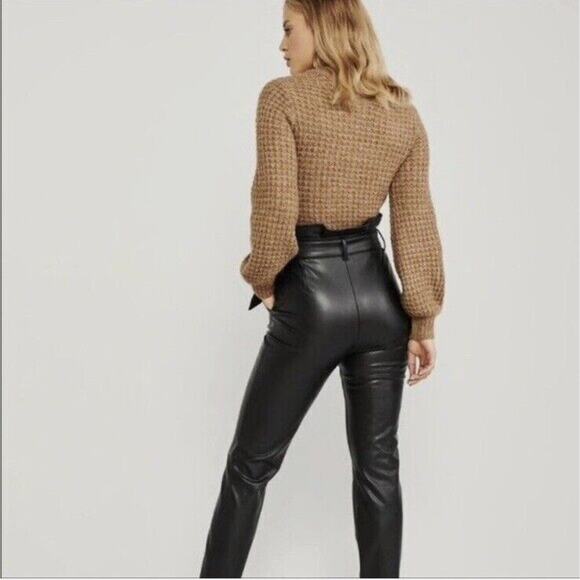 Abercrombie + Fitch Faux Leather Paper Bag Waist Pant Size Small - Picture 3 of 14